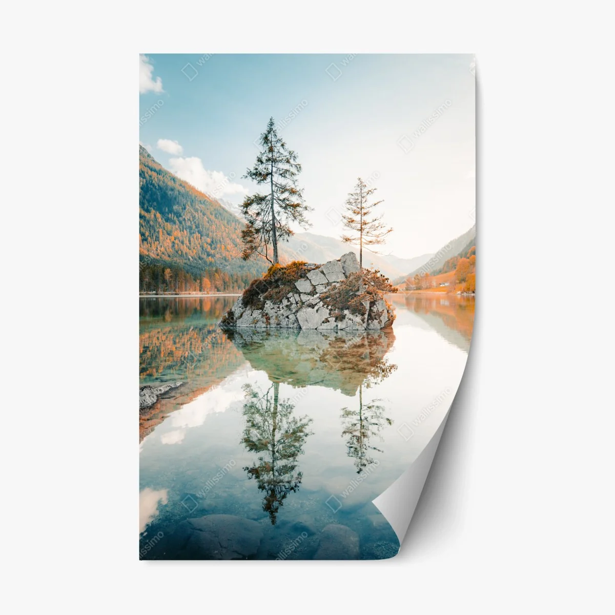 Sticker repositionnable îlot rocheux et reflet sur le lac à Hintersee – Wallnifity® Sticker repositionnable îlot rocheux et reflet sur le lac à Hintersee – Wallnifity®