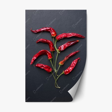 Sticker repositionnable arbre de piments rouges séchés sur fond noir – Wallnifity®