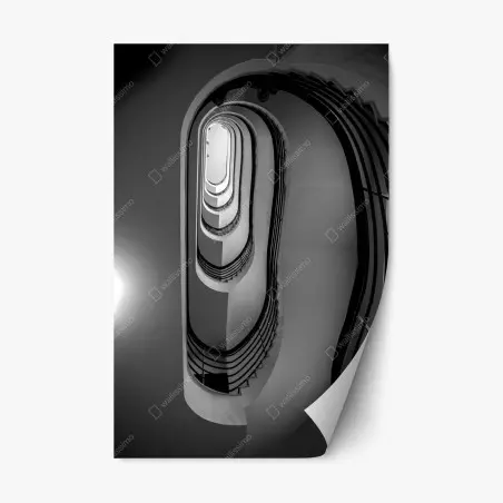 Sticker repositionnable escalier en spirale monochrome – Wallnifity®