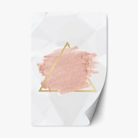 Sticker repositionnable triangle doré et lavis rose pastel – Wallnifity®