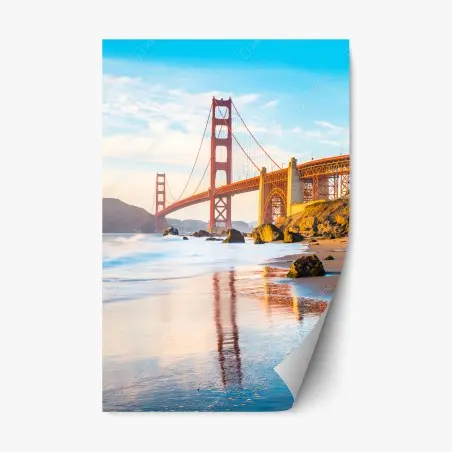 Sticker repositionnable vue emblématique du Golden Gate depuis Baker Beach – Wallnifity®