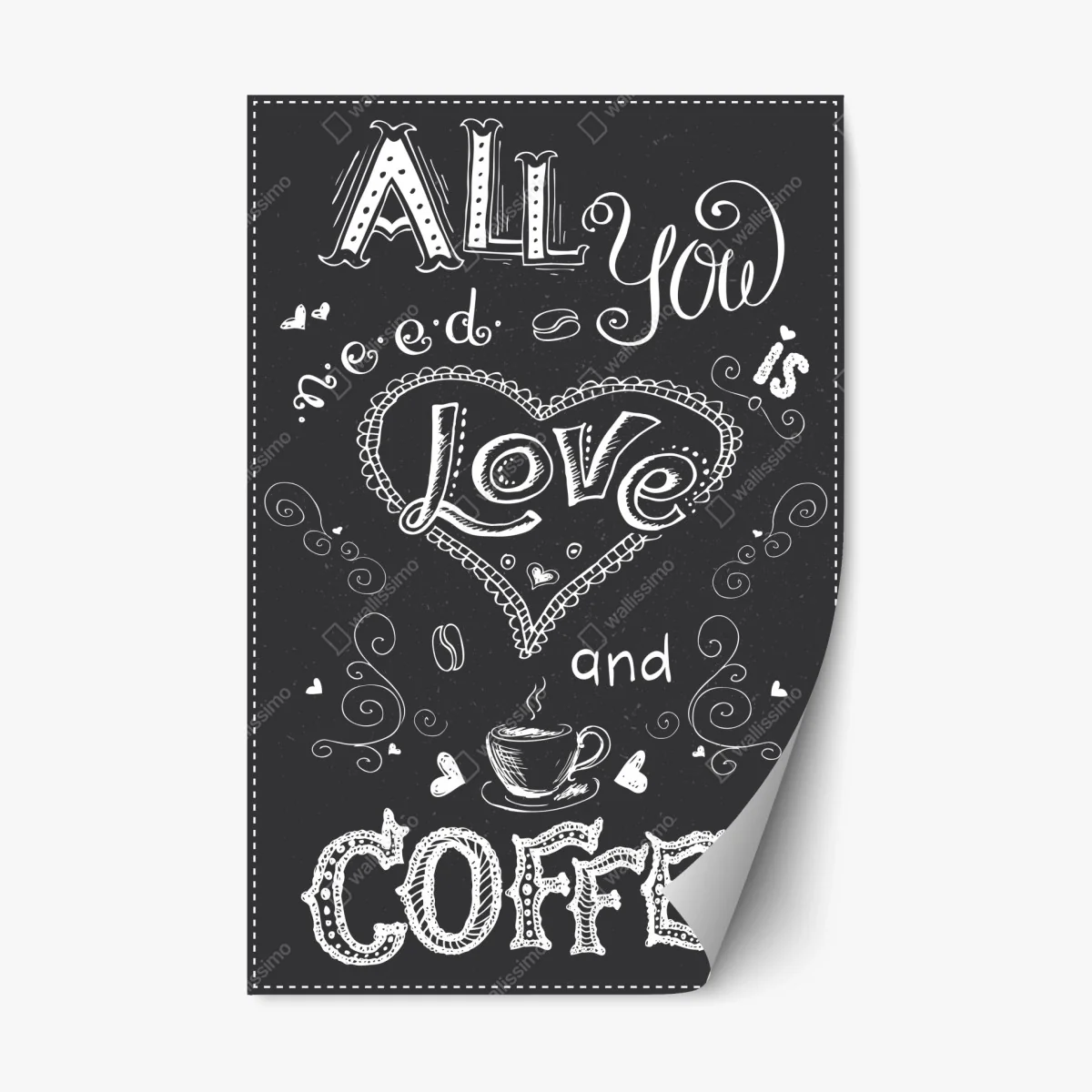 Sticker repositionnable amour et café - lettrage dessiné à la main sur fond ardoise – Wallnifity® Sticker repositionnable amour et café - lettrage dessiné à la main sur fond ardoise – Wallnifity®