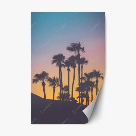 Sticker repositionnable crépuscule tropical aux palmiers – Wallnifity®
