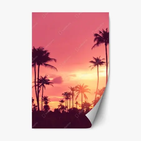 Sticker repositionnable coucher de soleil tropical aux palmiers – Wallnifity®