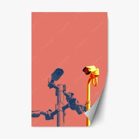 Sticker repositionnable caméras en contraste art urbain minimaliste – Wallnifity®