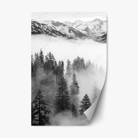 Sticker repositionnable brume sur Giant Forest, Sierra Nevada – Wallnifity®