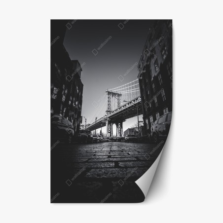 Sticker repositionnable vue urbaine du pont Manhattan depuis Dumbo – Wallnifity®