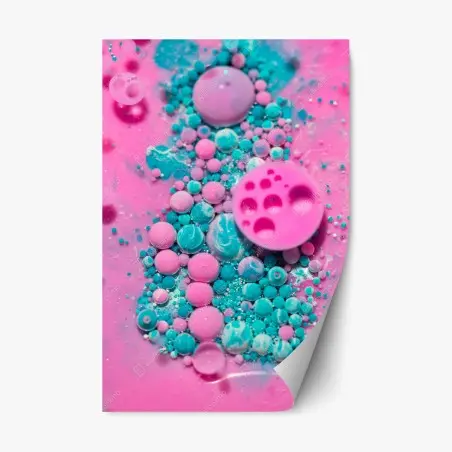 Sticker repositionnable marbre liquide rose et turquoise aux bulles organiques – Wallnifity®