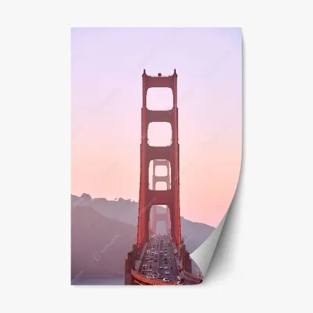 Sticker repositionnable pont iconique au crépuscule, vue de San Francisco – Wallnifity®