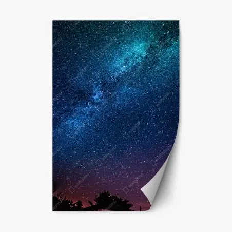Sticker repositionnable ciel étoilé mystique bleu-violet – Wallnifity®