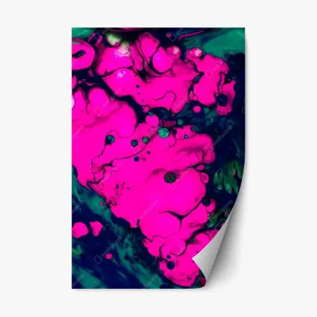 Sticker repositionnable abstraction néon fuchsia et turquoise – Wallnifity®