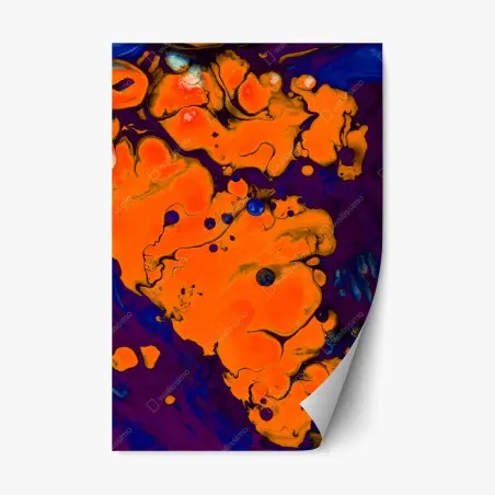 Sticker repositionnable nuances d'orange sur fond violet profond – Wallnifity®