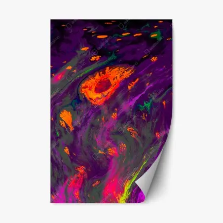 Sticker repositionnable marbrure ebru ottomane néon - motif abstrait coloré – Wallnifity®