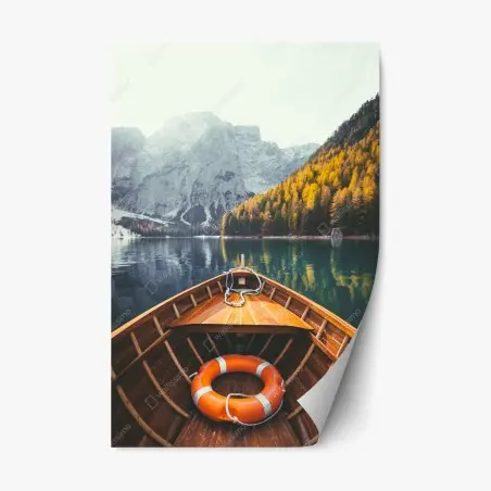 Sticker repositionnable matin doré au Lago di Braies – Wallnifity®