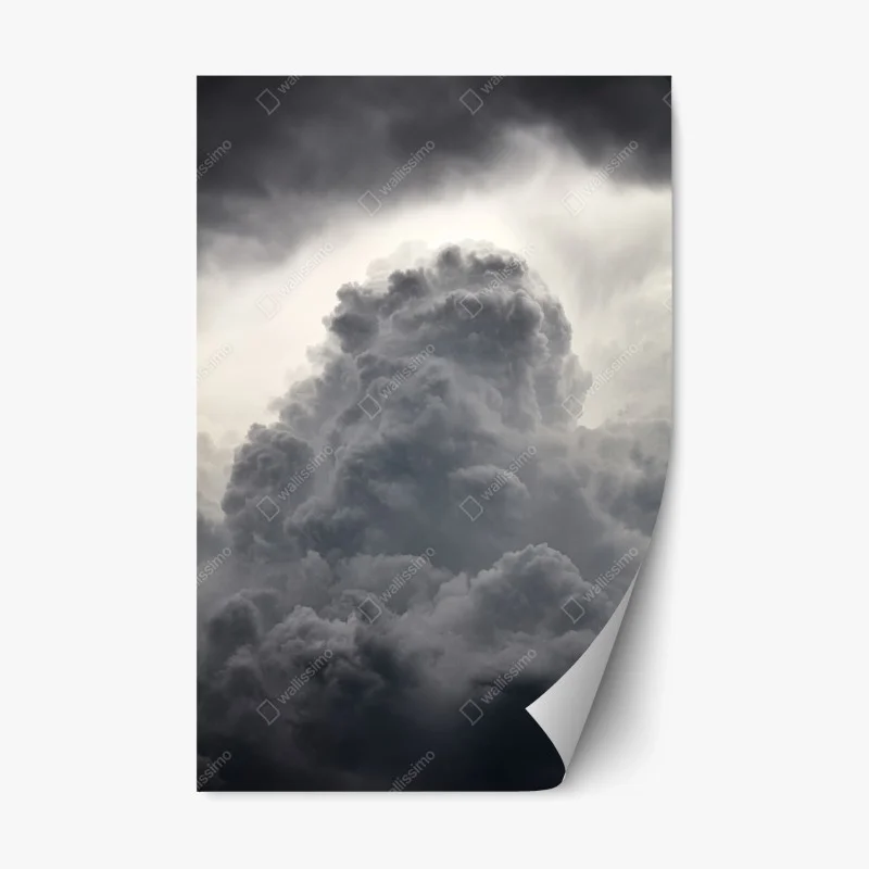 Sticker repositionnable colonne nuageuse orageuse en nuances de gris – Wallnifity®