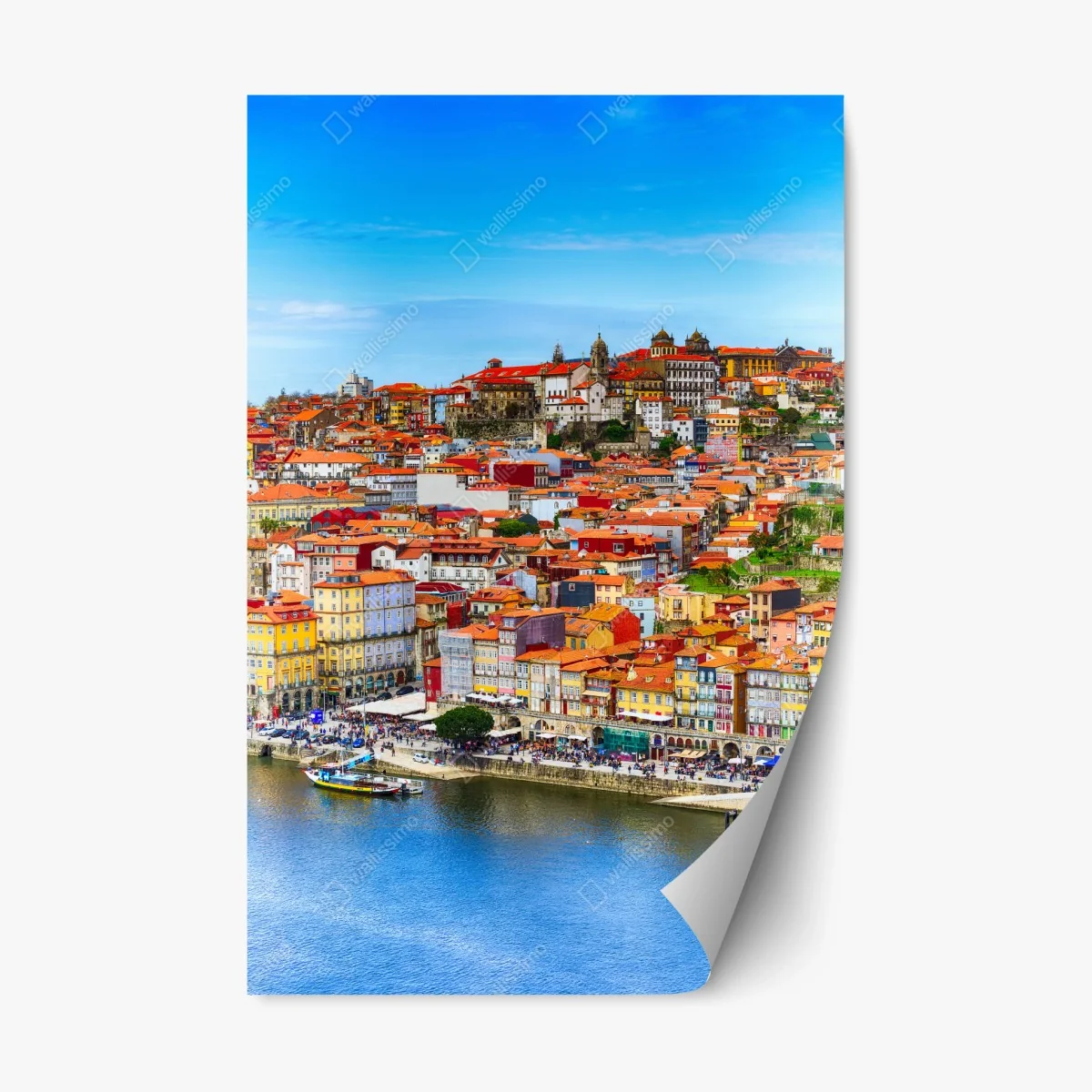 Sticker repositionnable panorama coloré de Porto au bord du fleuve – Wallnifity® Sticker repositionnable panorama coloré de Porto au bord du fleuve – Wallnifity®
