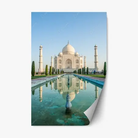 Sticker repositionnable reflet symétrique du Taj Mahal au lever du soleil – Wallnifity®
