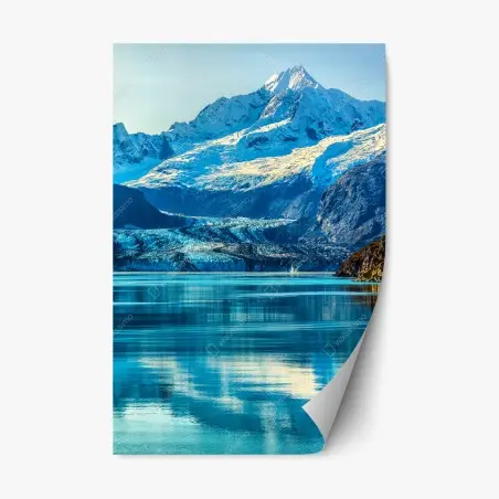 Sticker repositionnable panorama alpin : glacier et reflets turquoise – Wallnifity®