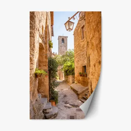 Sticker repositionnable ruelle pittoresque à Civita di Bagnoregio – Wallnifity®