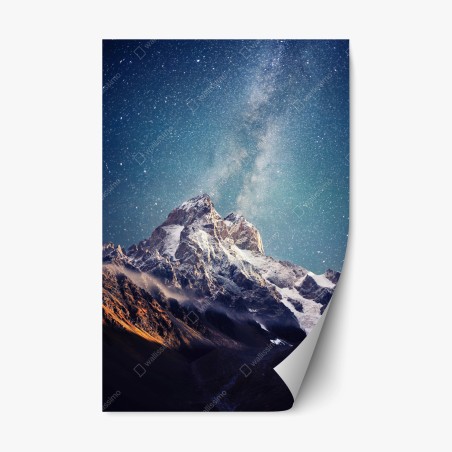 Sticker repositionnable nuit étoilée sur Ushba au cœur de Svaneti – Wallnifity®