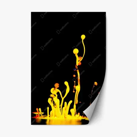 Sticker repositionnable explosion de peinture jaune sur fond noir – Wallnifity®