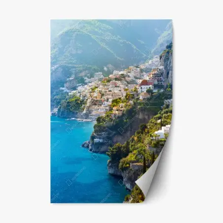 Sticker repositionnable vue panoramique de Positano sur la côte d'Amalfi – Wallnifity®