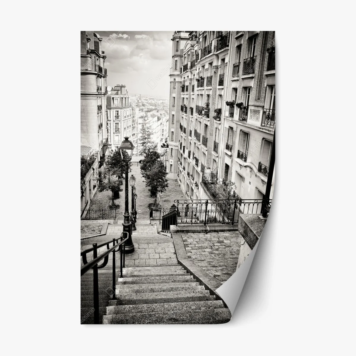 Sticker repositionnable escalier pittoresque de Montmartre, Paris – Wallnifity® Sticker repositionnable escalier pittoresque de Montmartre, Paris – Wallnifity®