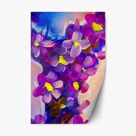 Sticker repositionnable composition florale violette abstraite – Wallnifity®