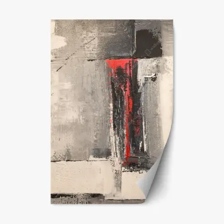 Sticker repositionnable accent rouge sur texture grise – Wallnifity®