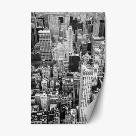 Sticker repositionnable vue aérienne monochrome d'une métropole – Wallnifity®