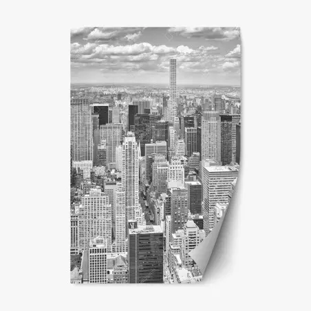 Sticker repositionnable panorama urbain en noir et blanc de New York – Wallnifity®