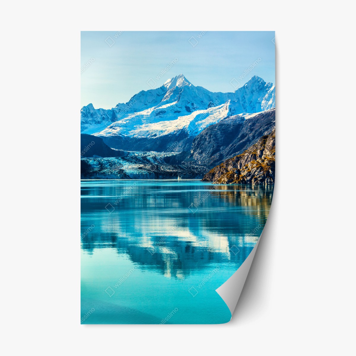 Sticker repositionnable reflets d'un glacier et sommet enneigé – Wallnifity®