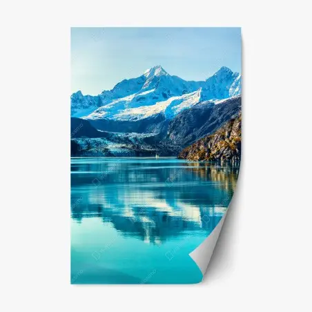 Sticker repositionnable reflets d'un glacier et sommet enneigé – Wallnifity®