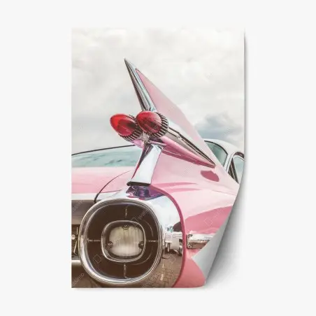 Sticker repositionnable ailes chromées d'une icône automobile rose – Wallnifity®
