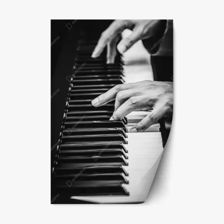 Sticker repositionnable mains de pianiste en noir et blanc – Wallnifity®