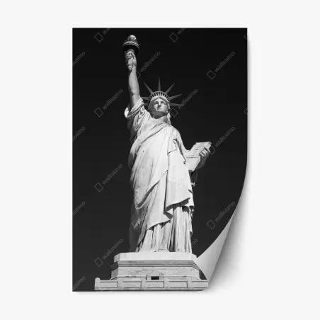 Sticker repositionnable portrait architectural de la Statue de la Liberté en noir et blanc – Wallnifity®