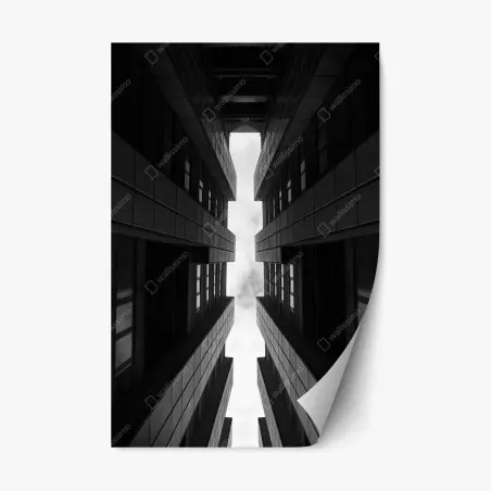 Sticker repositionnable perspective urbaine verticale entre tours – Wallnifity®