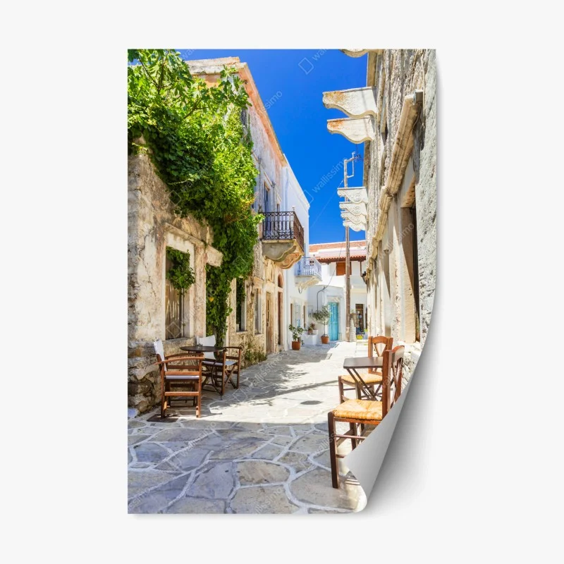 Sticker repositionnable ruelle méditerranéenne ensoleillée au charme ancien – Wallnifity®