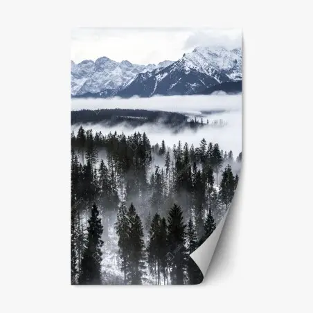 Sticker repositionnable brume hivernale sur les Tatras – Wallnifity®