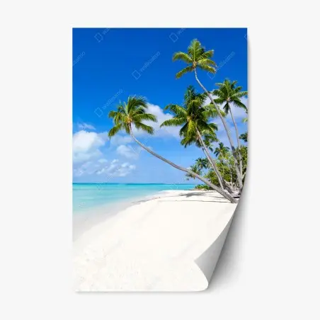 Sticker repositionnable paradis tropical de palmiers et plage immaculée – Wallnifity®