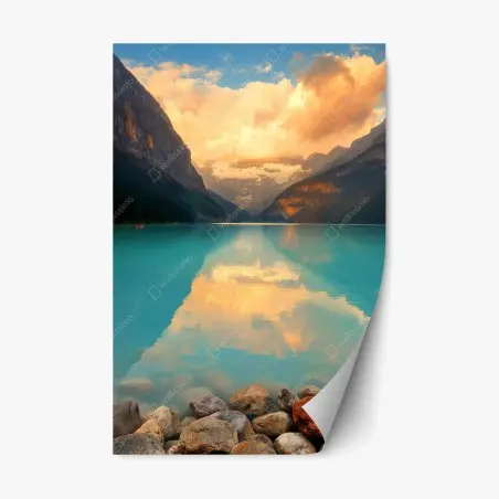 Sticker repositionnable lever de soleil sur Lake Louise, parc national de Banff – Wallnifity®