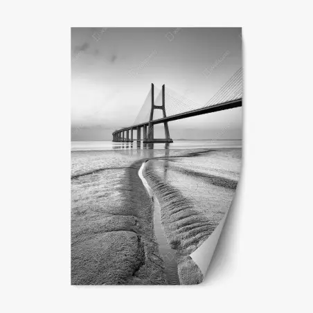 Sticker repositionnable lignes graphiques d'un pont suspendu – Wallnifity®