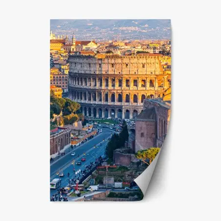 Sticker repositionnable vue dorée sur le Colisée de Rome – Wallnifity®