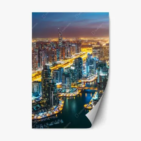 Sticker repositionnable ciel nocturne de Dubai Marina – Wallnifity®