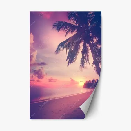 Sticker repositionnable paradis tropical au crépuscule – Wallnifity®