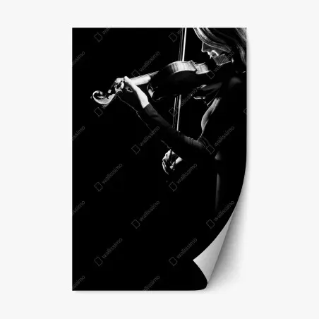 Sticker repositionnable violoniste en clair-obscur – Wallnifity®
