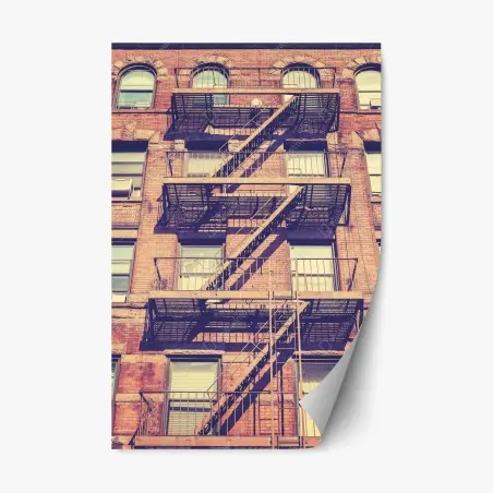 Sticker repositionnable escalier de secours rétro à New York – Wallnifity®
