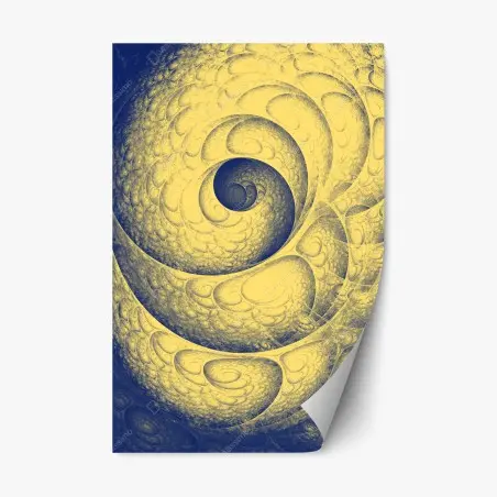 Sticker repositionnable spirale fractale jaune et bleue – Wallnifity®