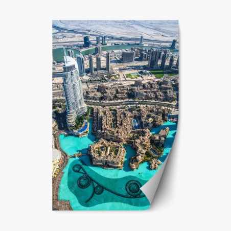 Sticker repositionnable vue aérienne de Dubaï et du lac urbain – Wallnifity®