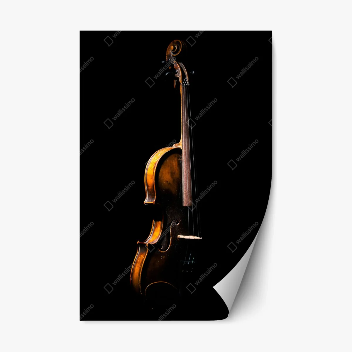 Sticker repositionnable violon en clair-obscur sur fond noir – Wallnifity® Sticker repositionnable violon en clair-obscur sur fond noir – Wallnifity®